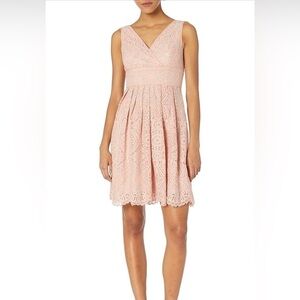 Adrianna Papell pink lace sleeveless midi cocktail woman’s dress. 4